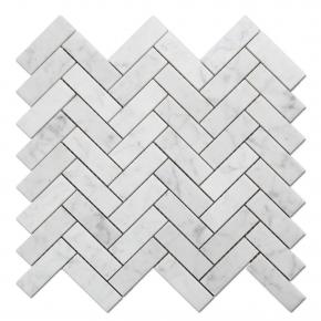Carrara White Herringbone Mosaic 